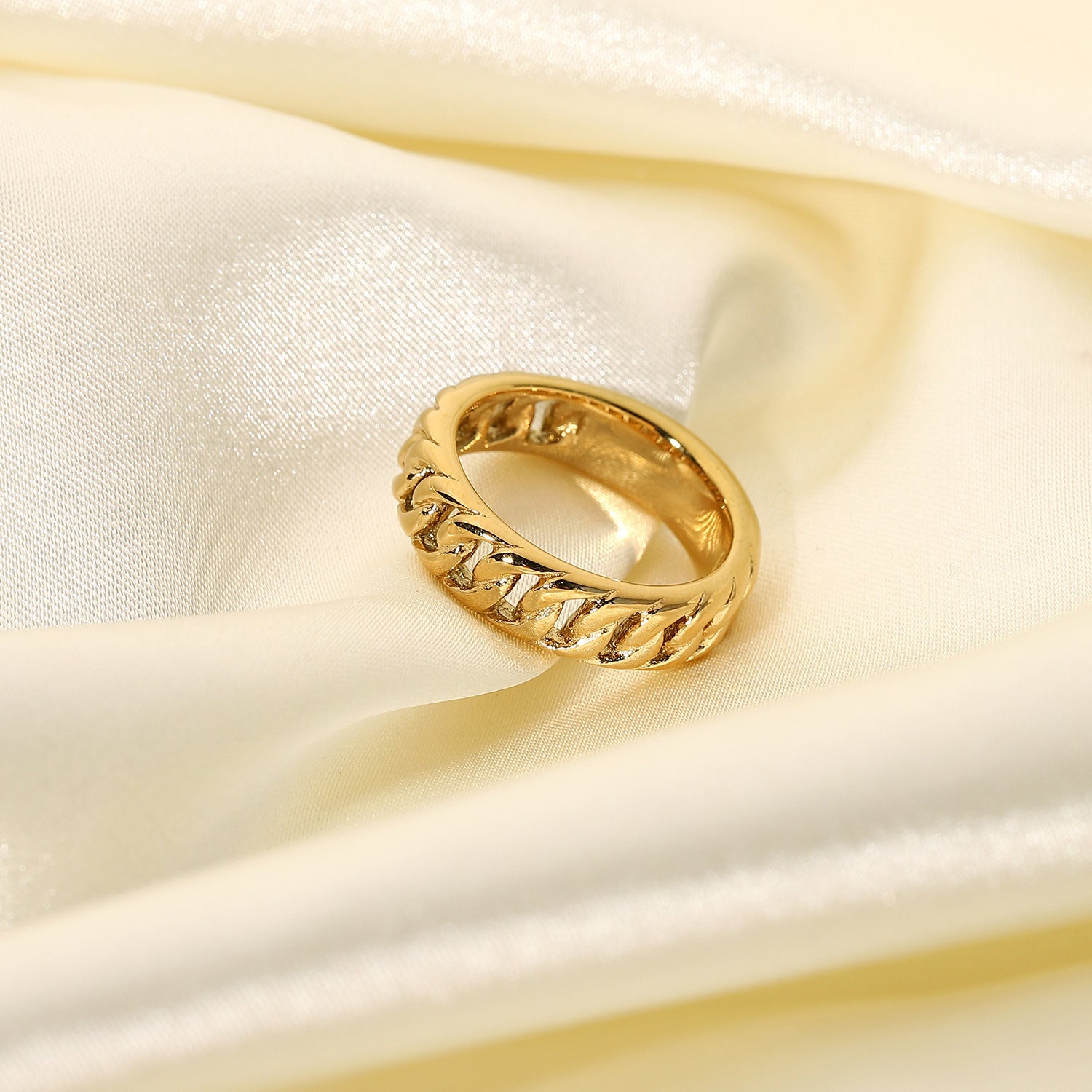 Bague chaîne en acier inoxydable 316L plaqué or