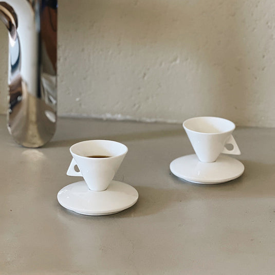 Vintage Ins Style Bone China Quadrihedron Cup Ceramic Cup Saucer Set