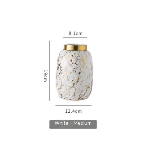 Vase en céramique de salon de luxe léger peint en or simple et moderne
