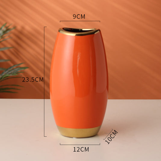 Vase Céramique Ancre Feuille De Lotus Doré