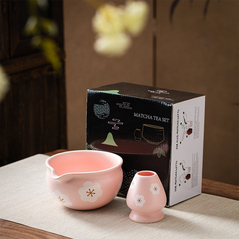 Flower Pattern Tea Whisk Benli Tea Bowl Set