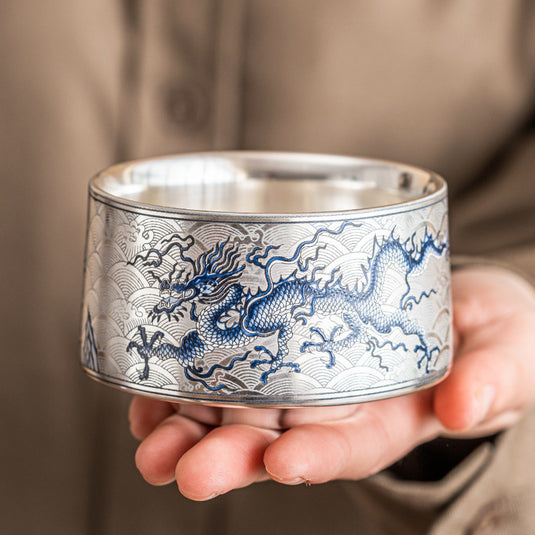 Bol en céramique de haute qualité SILVER FANG Dragon Tasse à thé/café artistique