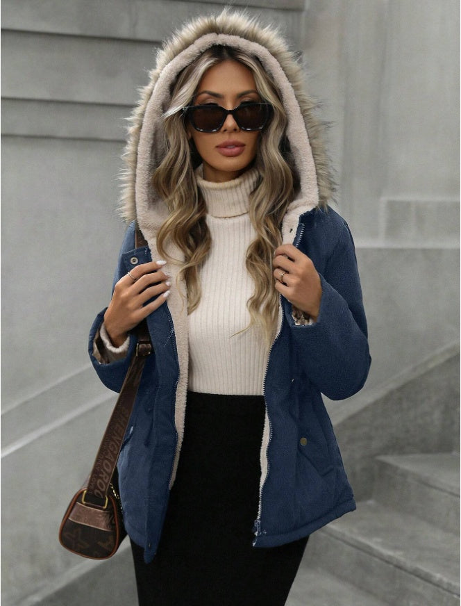 Aveloria Hooded Cinched Waist Casual ParkaPadded Insulated Polyfill Synthetic Insulation Winter Coat - Grand Goldman