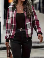 European And American Autumn And Winter Plaid Baseball Jacket Jacket