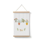 Simple Home Cartoon Green Plant Solid Wood Fabrics Hanging Picture