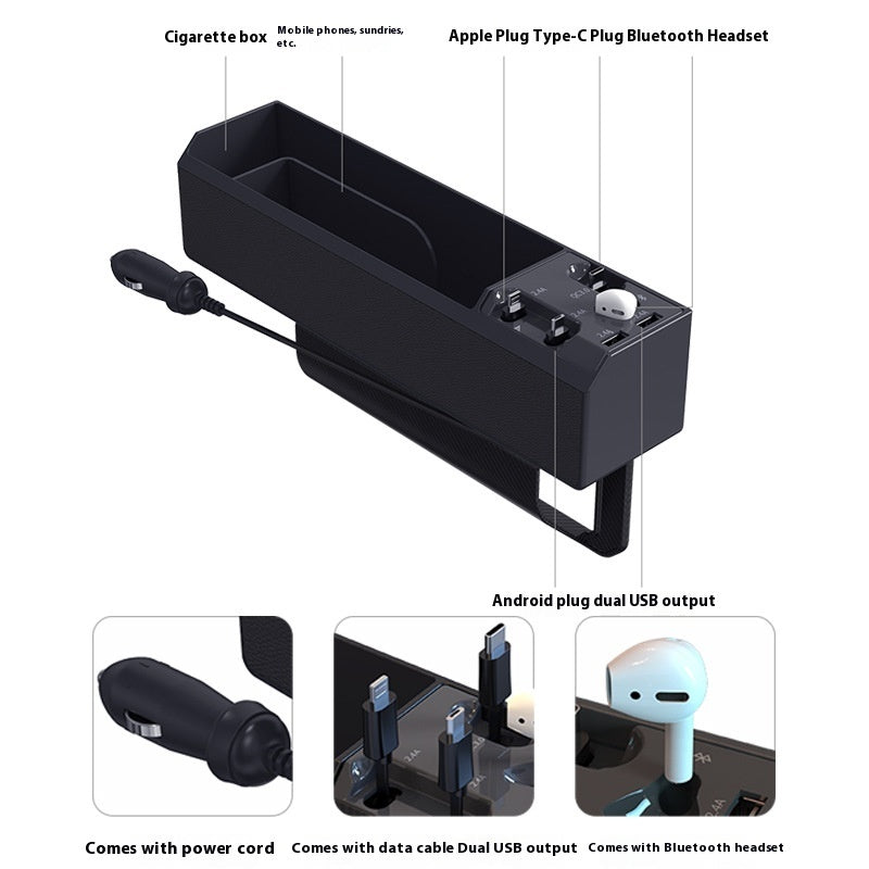 Car Charger Multi-function Storage Box With Dual USB Storage Box