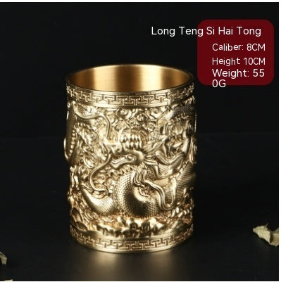 Chinese Lucky Charm Tea Set Brass Storage Jar Household Tea Clamp Tea Knife Tea Fork T