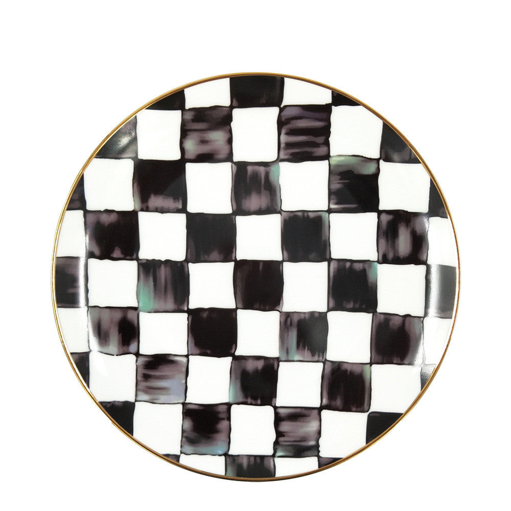 Black And White Bone China Checkerboard Dish Set Modern Art Deco Tableware