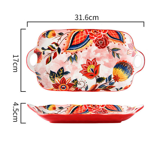 Japanese Style Painted Ceramic Bowl Tableware Plate