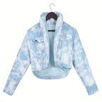 Quilted Scarf Stand Collar Pocket Long Sleeve Blooming Color Matching Short Cotton-padded Coat Coat For Women