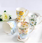 Creative European-style Mug Ceramic Large-capacity Bone China Water Cup With Lid