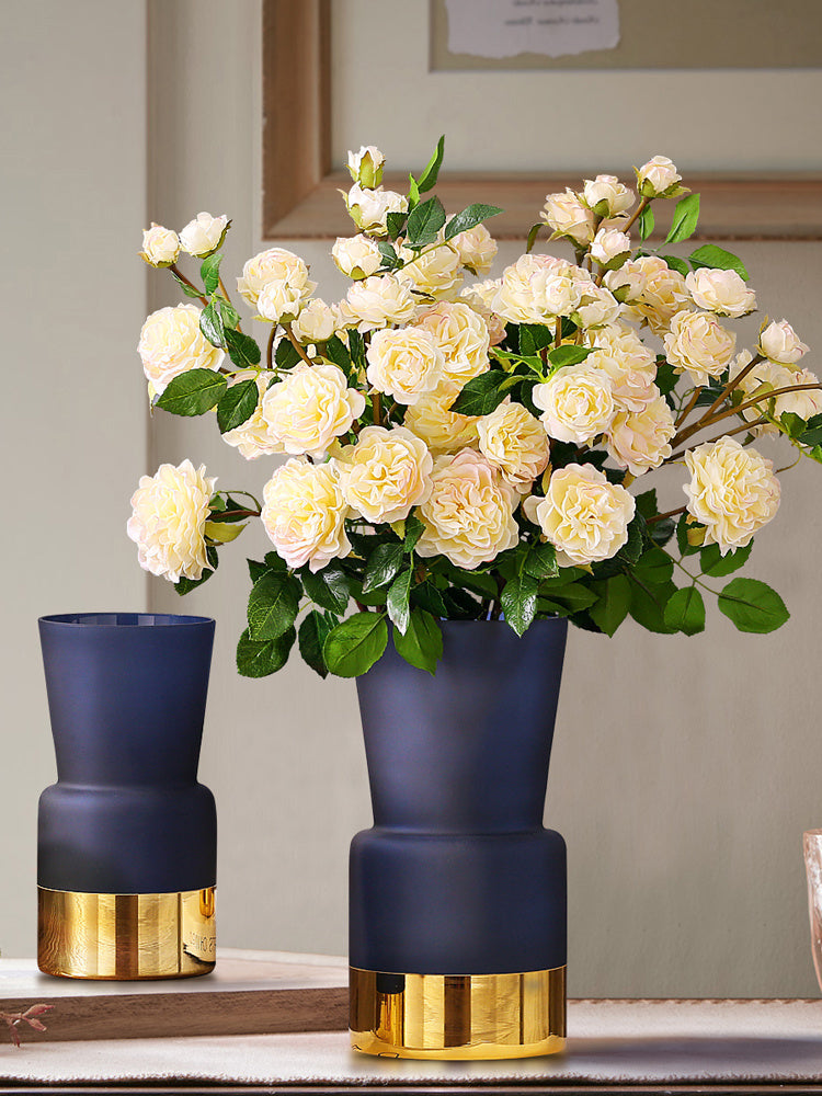 Nordic Light Luxury Frosted Gold Edge Glass Bottle Vase Decoration
