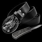 RANGER'S Multifunctional Cowboy & Cowgirl Country Leather Belt with Hidden Knife - Men & Women Smooth Buckle