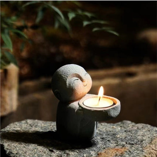 Vintage Buddha Statue Candlestick Lamp