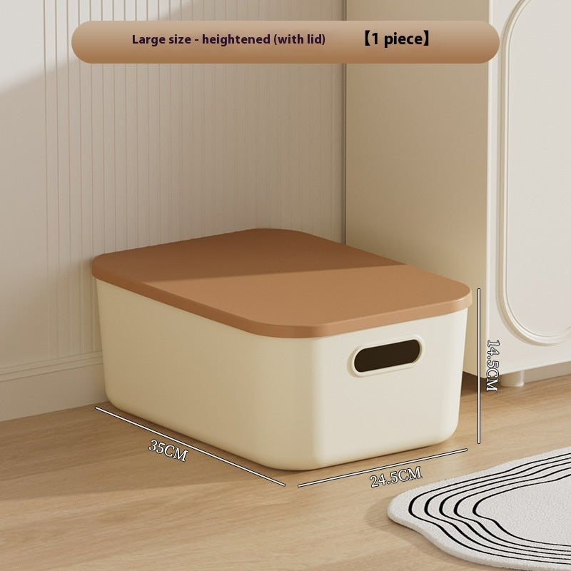 Cream Style Household Storage Box With Lid Desktop Clothing Storage Box Large