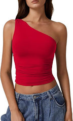 Solid Color Slim Fit Midriff-baring Vest T-shirt
