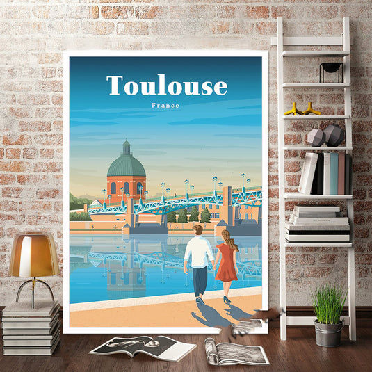 Travel Poster French City Dubai Canvas Print Wall Mural