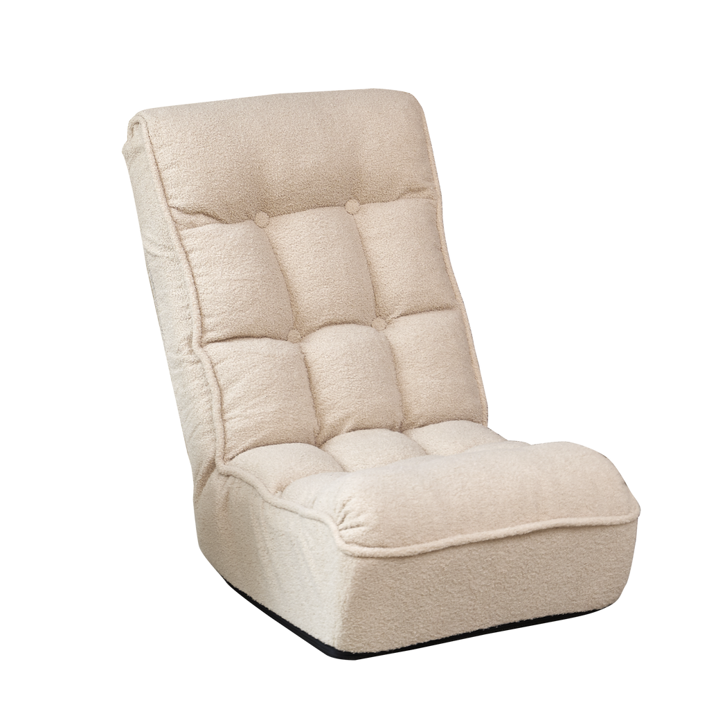 Japanese Style Reclining Chair Lazy Sofa Tatami Balcony Leisure Adjustable Chair, White
