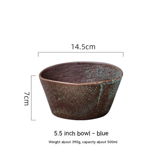 Ceramic Rice Household Soup Bowl Retro Restaurant Japanese Cooking Bowl