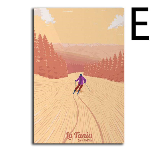French Mountain Ski Resort Canvas Poster