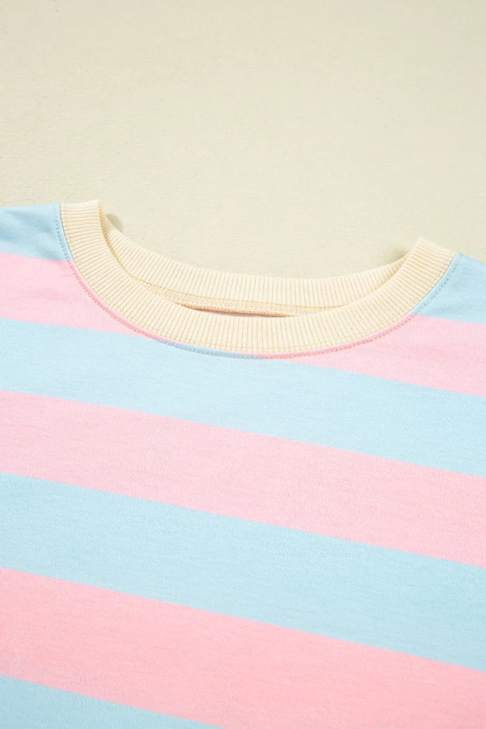 Sky Blue Stripe Drop Shoulder Crewneck Plus Size Sweatshirt