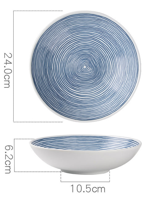 Creative Annual Ring Line Ceramic Dinner Plate Set