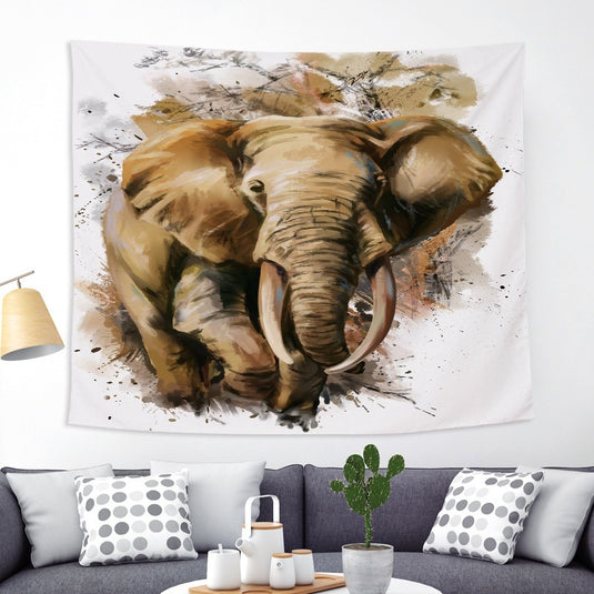 Colorful Elephant Peach Skin Tapestry Fabric Wall Decoration Hanging Cloth