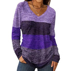 Casual Fashion Trends High Quality Color Matching Long Sleeve V-neck