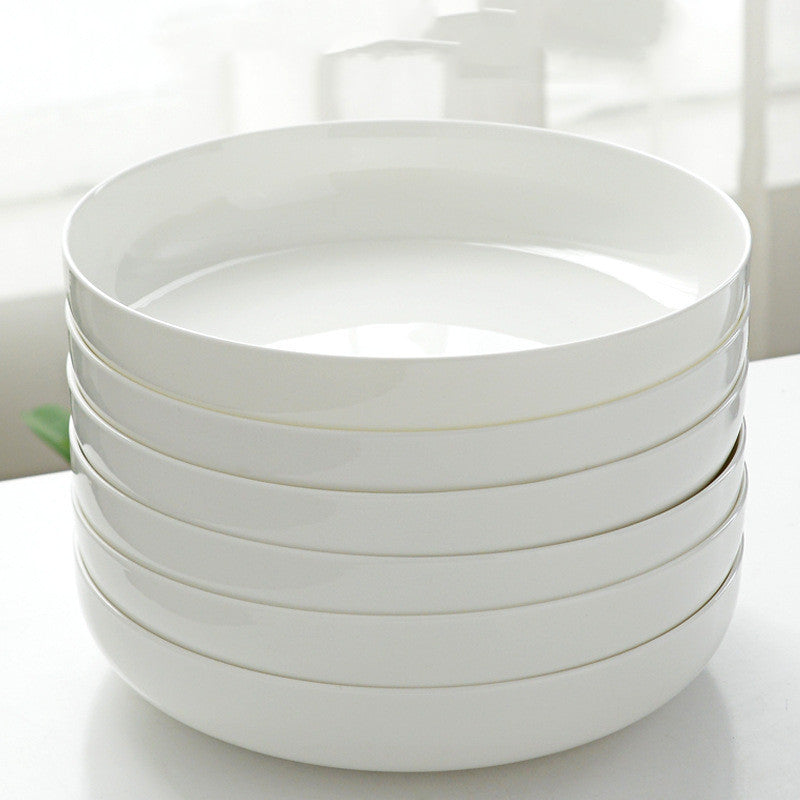Household Pure White Simple Bone China Tableware Plate