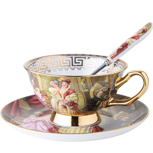 Noble Lady European Style Bone China Coffee Cup And Saucer Suit