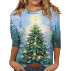 Christmas Round Neck 34 Sleeves T-shirt