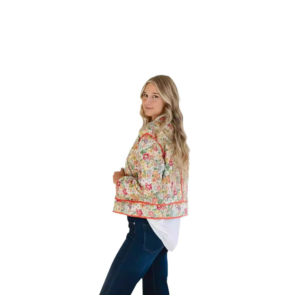 Women's Casual Printed Baggy Coat Jacket Long Sleeve Warm-keeping Cotton Clothing