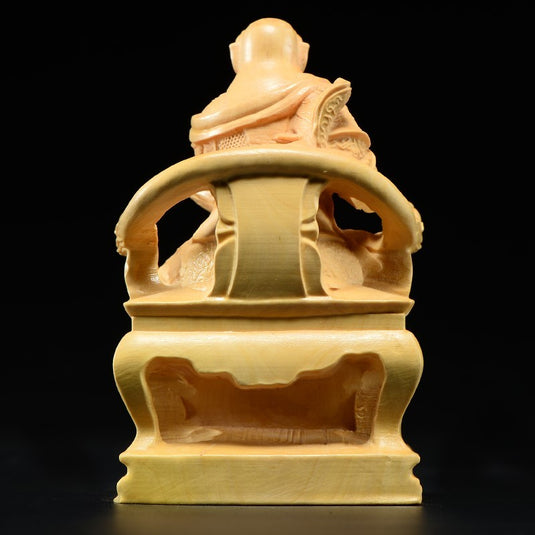 Xun Xu træudskæringsstatue Chinese Warl Lord Solid Craft Gift