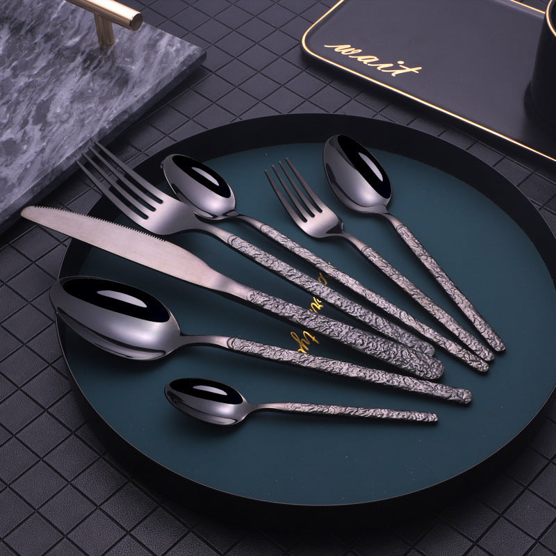 Embossed Textured Handle Steak Cutlery Western Cutlery - Grand Goldman