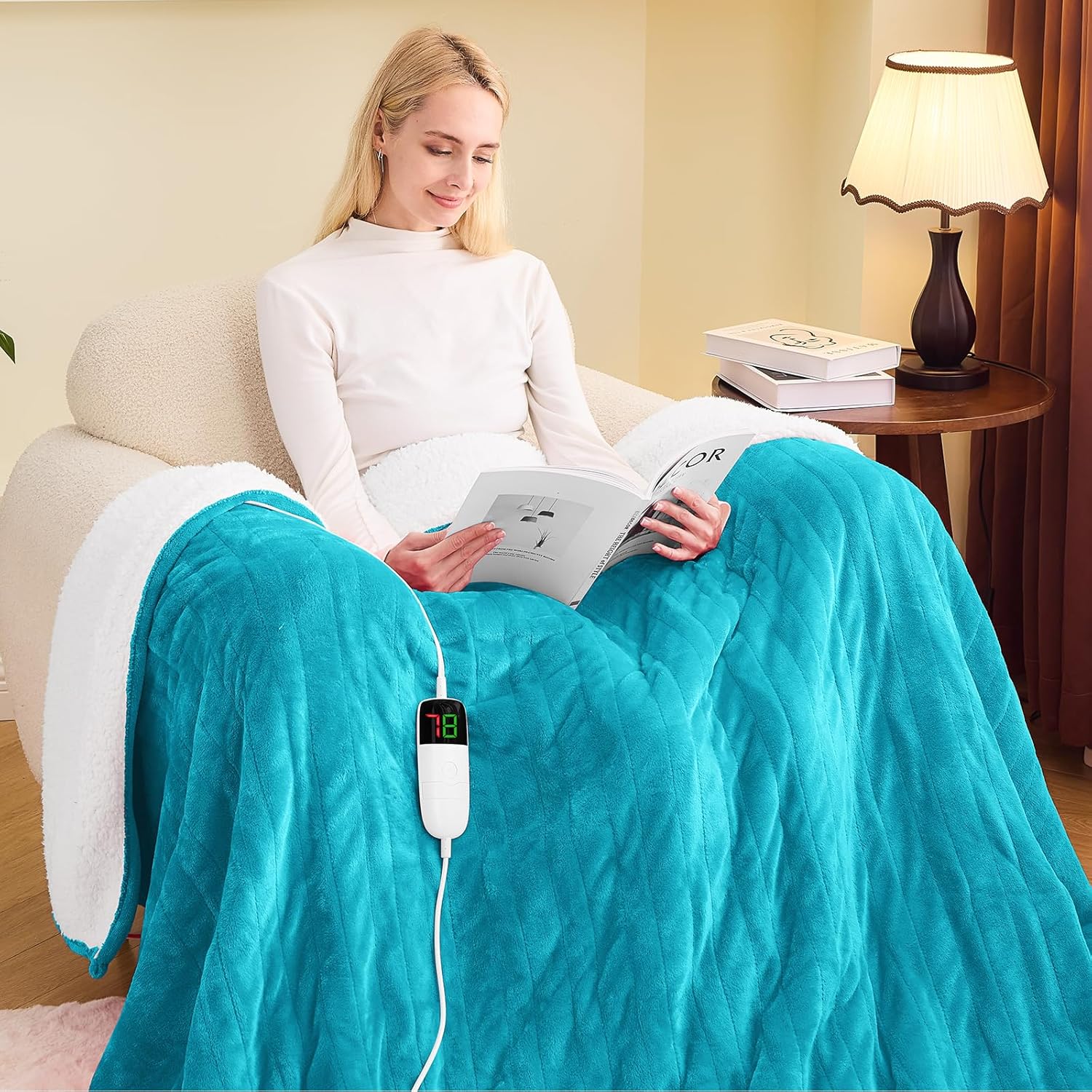 greenoak Heated Blanket Electric Throw 50"X60", Heating Blanket with 10 Heat Levels 1/2/4/6/8 Hours Auto-Off Overheat Protection, Flannel Sherpa Soft Warm Heater Blanket, ETL Certified Misty Grey - Grand Goldman