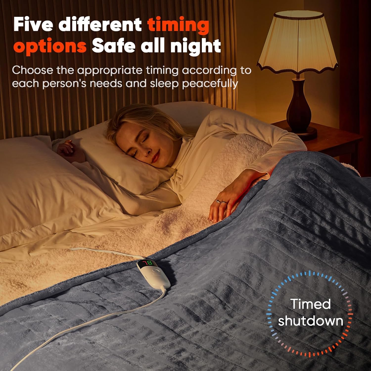 greenoak Heated Blanket Electric Throw 50"X60", Heating Blanket with 10 Heat Levels 1/2/4/6/8 Hours Auto-Off Overheat Protection, Flannel Sherpa Soft Warm Heater Blanket, ETL Certified Misty Grey - Grand Goldman