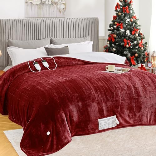 greenoak Heated Blanket Electric Throw 50"X60", Heating Blanket with 10 Heat Levels 1/2/4/6/8 Hours Auto-Off Overheat Protection, Flannel Sherpa Soft Warm Heater Blanket, ETL Certified Misty Grey - Grand Goldman