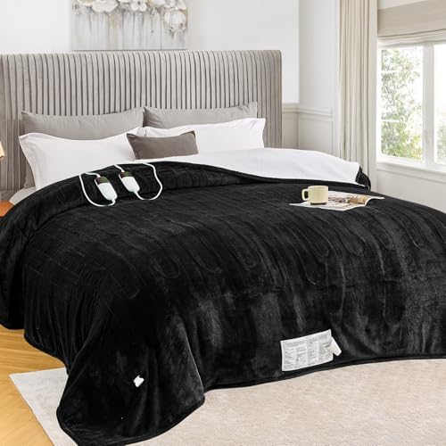 greenoak Heated Blanket Electric Throw 50"X60", Heating Blanket with 10 Heat Levels 1/2/4/6/8 Hours Auto-Off Overheat Protection, Flannel Sherpa Soft Warm Heater Blanket, ETL Certified Misty Grey - Grand Goldman