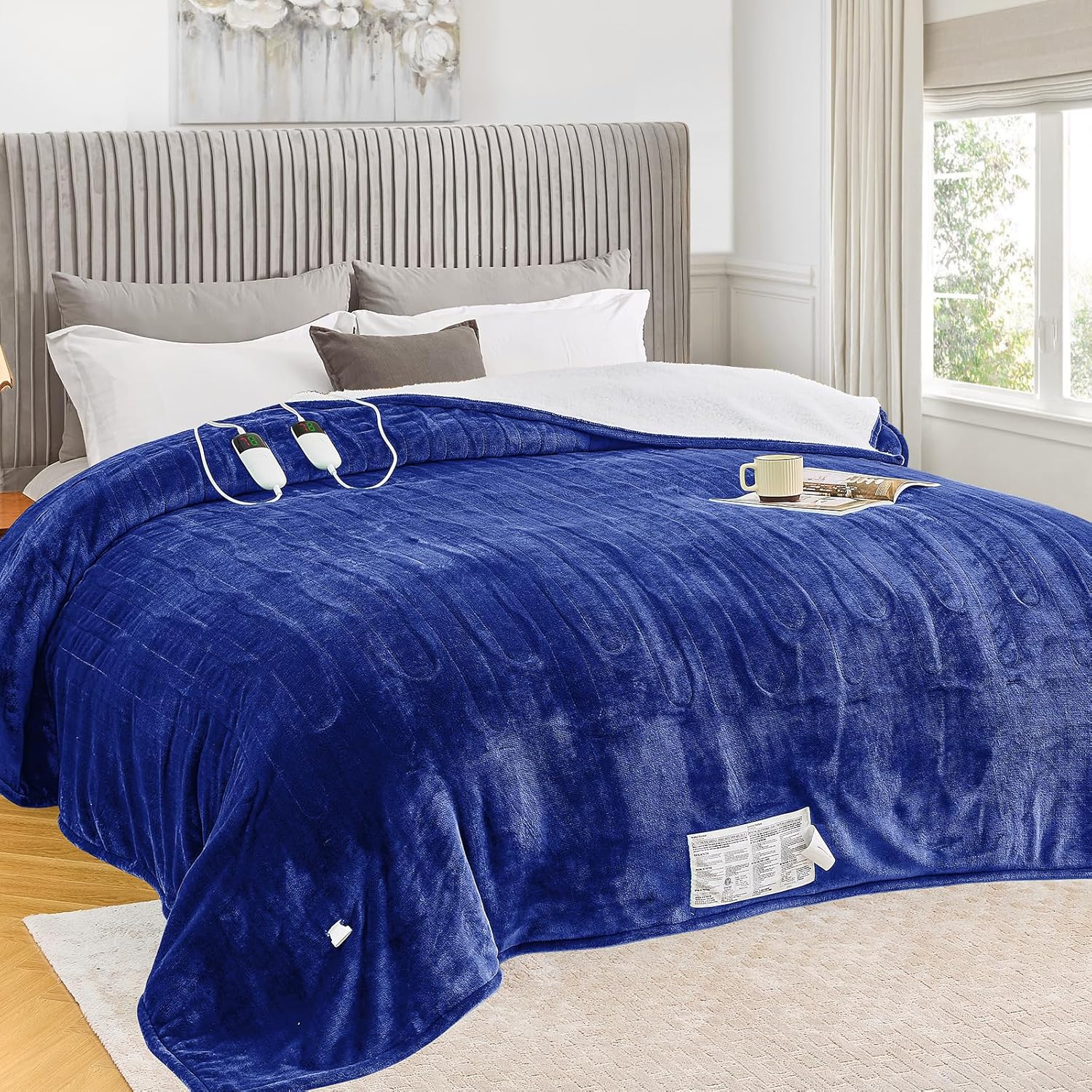 greenoak Heated Blanket Electric Throw 50"X60", Heating Blanket with 10 Heat Levels 1/2/4/6/8 Hours Auto-Off Overheat Protection, Flannel Sherpa Soft Warm Heater Blanket, ETL Certified Misty Grey - Grand Goldman