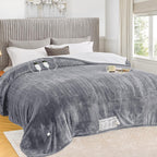 greenoak Heated Blanket Electric Throw 50"X60", Heating Blanket with 10 Heat Levels 1/2/4/6/8 Hours Auto-Off Overheat Protection, Flannel Sherpa Soft Warm Heater Blanket, ETL Certified Misty Grey - Grand Goldman