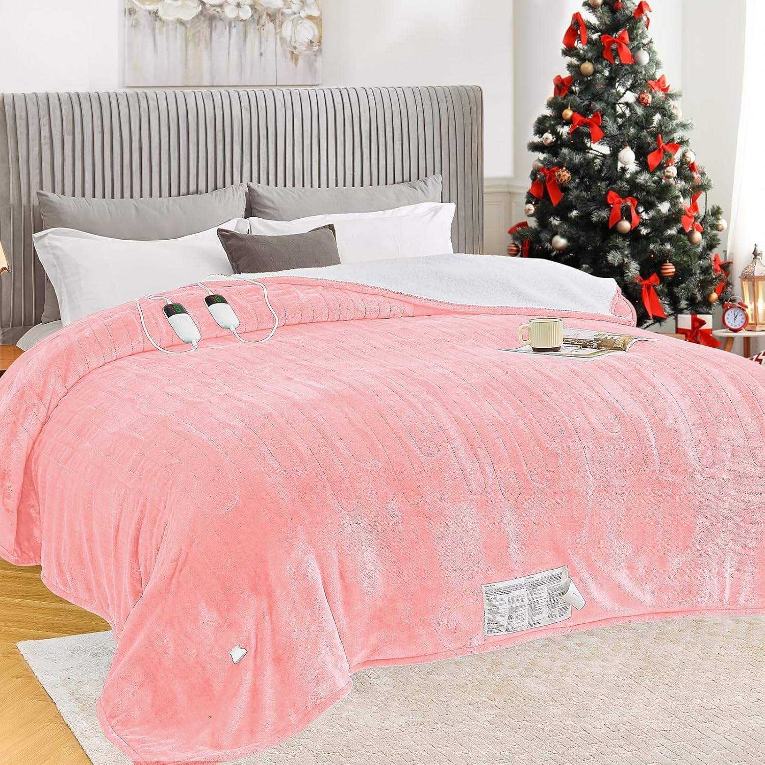 greenoak Heated Blanket Electric Throw 50"X60", Heating Blanket with 10 Heat Levels 1/2/4/6/8 Hours Auto-Off Overheat Protection, Flannel Sherpa Soft Warm Heater Blanket, ETL Certified Misty Grey - Grand Goldman