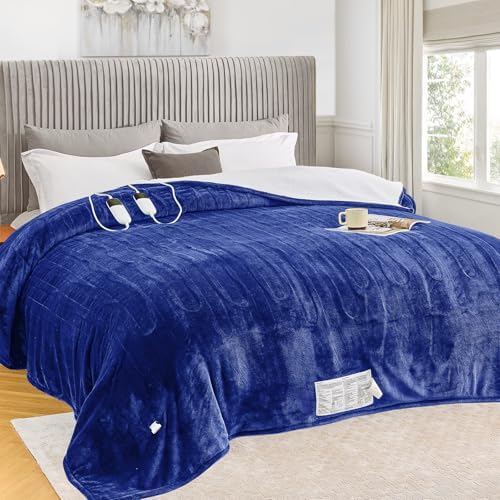 greenoak Heated Blanket Electric Throw 50"X60", Heating Blanket with 10 Heat Levels 1/2/4/6/8 Hours Auto-Off Overheat Protection, Flannel Sherpa Soft Warm Heater Blanket, ETL Certified Misty Grey - Grand Goldman