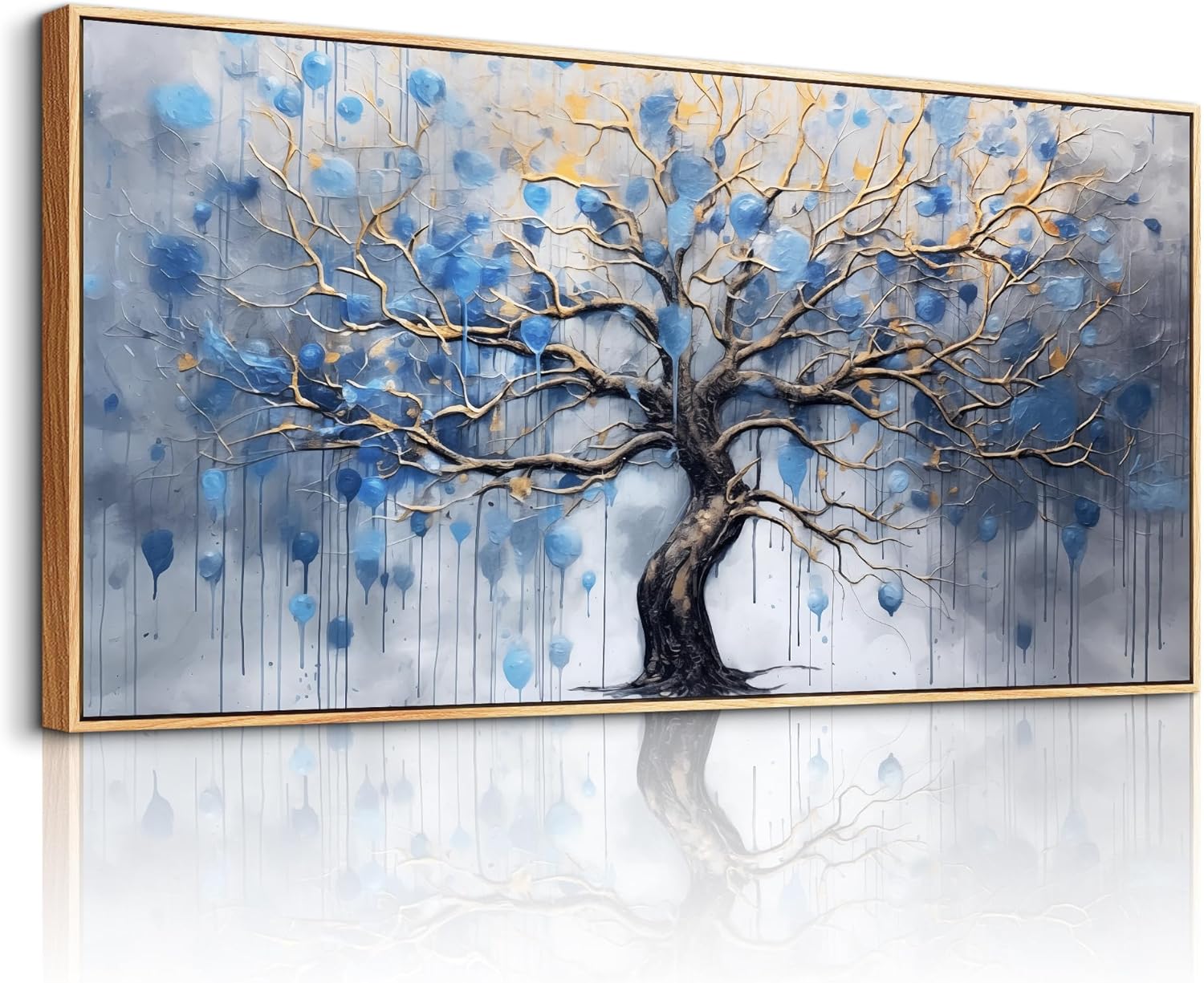 hyidecorart Wood Framed Wall Art For Living Room Large Canvas Wall Decor For Office Modern Bedroom Home Decoration Fog Forest Landscape Abstract Wall Paintings Stretched and Framed Pictures Artwork - Grand Goldman