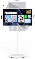 iScreen 32-Inch Portable Monitor, 1080P FHD Rolling TV on Wheels with Rotatable Touch Screen, Android 13 OS, 8G RAM+128G Storage, Built-in Battery, Full Swivel Rotation, Voice Remote - Grand Goldman