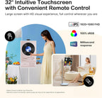 iScreen 32-Inch Portable Monitor, 1080P FHD Rolling TV on Wheels with Rotatable Touch Screen, Android 13 OS, 8G RAM+128G Storage, Built-in Battery, Full Swivel Rotation, Voice Remote - Grand Goldman