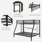 ikalido Metal Bunk Bed, Twin Over Full Size Beds with Sturdy Guard Rail & Removable Ladder, Space-Saving/Noise-Free/Matte Black - Grand Goldman