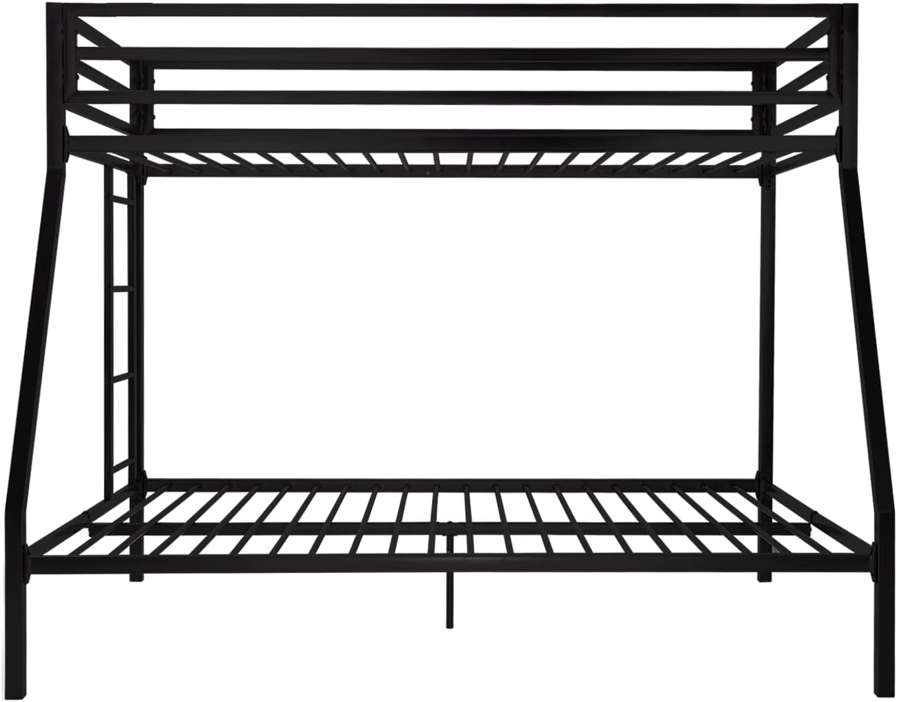 ikalido Metal Bunk Bed, Twin Over Full Size Beds with Sturdy Guard Rail & Removable Ladder, Space-Saving/Noise-Free/Matte Black - Grand Goldman