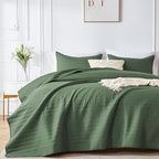 inron Queen Quilt Bedding Set,Soft Ultrasonic Full/Queen Quilt Set, Lightweight Olive Green Bedspread Queen Size,Cozy Geometric Coverlet Set for All Seasons(Includes 1 Quilt and 2 Pillow Shams) - Grand Goldman