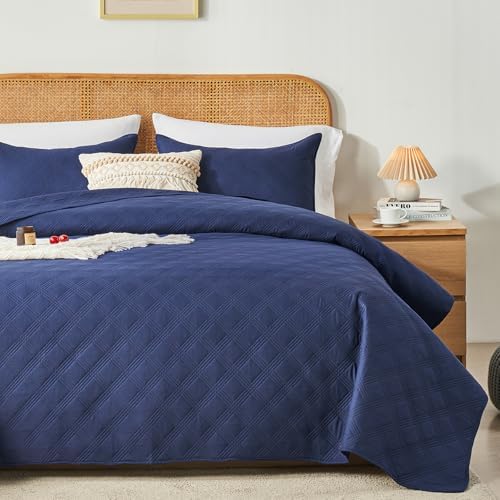 inron Queen Quilt Bedding Set,Soft Ultrasonic Full/Queen Quilt Set, Lightweight Olive Green Bedspread Queen Size,Cozy Geometric Coverlet Set for All Seasons(Includes 1 Quilt and 2 Pillow Shams) - Grand Goldman