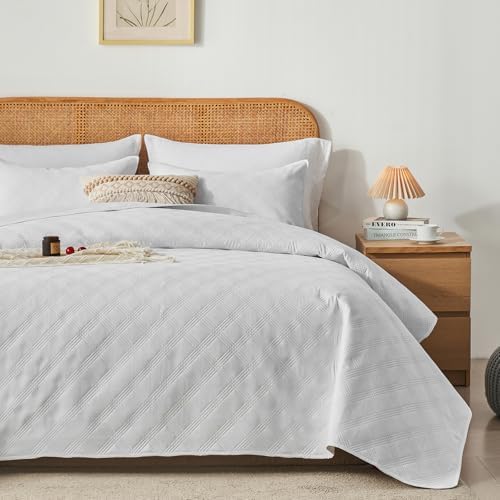 inron Queen Quilt Bedding Set,Soft Ultrasonic Full/Queen Quilt Set, Lightweight Olive Green Bedspread Queen Size,Cozy Geometric Coverlet Set for All Seasons(Includes 1 Quilt and 2 Pillow Shams) - Grand Goldman